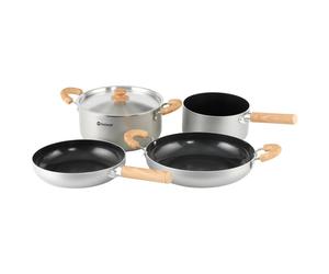 Outwell - Feast keramisches Topfset XL - Popote - 2 Pfannen, 4 l-Topf, Soßenpfan - black & grey