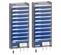 OUTWOLF Lot de 2 organiseurs de fichiers muraux à suspendre à 12 niveaux avec crochets, support mural vertical, organiseur de dossiers, documents en papier pour bureau