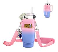 OUTXE Sac de transport pour gobelet Stanley de 887,5 ml avec poignée, porte-bouteille d'eau avec sangle réglable et poche pour téléphone, accessoires pour la marche, les voyages, le camping (bleu