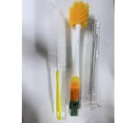 OUTXE WBBSBLB5 Lot de 5 brosses de nettoyage 5 en 1 pour bouteille d'eau, 38,1 cm de long, 3 brosses à paille, brosse à téton amovible, brosse de détail pour espace entre le couvercle de tasse