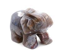 Ouubuuy Agate Indian Pierre Precieuses Naturelle Lithotherapie Pierre de Guérison Mineraux Collection Reiki Accessoires-Main Sculptée Elephant