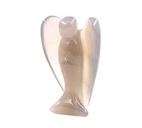 Ouubuuy Ange Gardien Figurine Agate Grise Pierre Naturelle Statue Ange Cristal Méditation Yoga Decoration 4cm