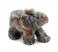 Ouubuuy Statue d'éléphant de Quartz Rose Cristal, éléphant Pierre gemme de guérison Figure de Pierre, Pierre d'éléphant de Cristal, Pierre gemme éléphant Figure de guérison Cristal (Llanite)