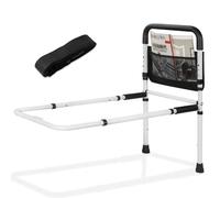 OUUTMEE Barrière de lit avec Pied d'appui, réglable en Hauteur, Barre Poignées de Lit d'Appui avec Sac de Rangement, Barre de Lit pour Personne Âgée, Anti-Chute et Sécurité, Blanc