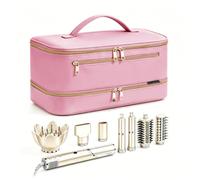 OUUTMEE Étui de rangement double couche pour Shark Flexstyle, étui de transport de voyage pour coiffeur, sac de rangement portable pour Shark 430/440 Flexstyle et accessoires, rose (sac uniquement)
