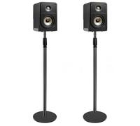 OUUTMEE Lot de 2 Supports d'Enceinte Réglable en Hauteur de 79 à 130CM, Supports d'Enceinte avec Gestion des Câbles, Supports pour Haut-Parleur au Sol pour Enceintes de Satellites, Jusqu'à 6KG (Noir)