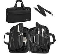 OUUTMEE Sac à Couteaux de Chef Professionnel avec 17 Emplacements, Étui de Transport de Couteaux Robuste, Sac de Rangement pour Couteaux de Chef pour Couteaux et Ustensiles de Cuisine, Noir (Petit)