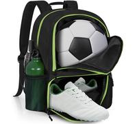 OUUTMEE Sac à dos de sport pour football, basketball et volleyball - Organiseur robuste pour ballon et chaussures avec compartiment séparé pour équipement de sport - Grande capacité, Noir
