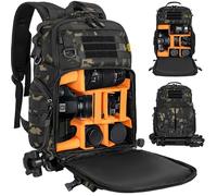 OUUTMEE Sac à Dos pour Appareil Photo avec Compartiment pour Ordinateur Portable, Sac Étanche pour Appareil Photo pour DSLR/SLR Compatible avec Canon, Nikon, Insert Rembourré Amovible, Camouflage