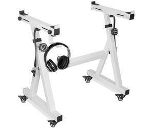 OUUTMEE Support pour clavier, roulettes, support pour clavier, forme en Z, réglable, avec glissière, facile à utiliser (blanc)