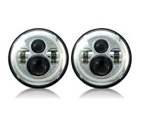 OUVECR Projecteur Principal Auto Pour Jeep Pour Wrangler 7 Pouces Avec Adaptateur 9007 H4 Phare À LED Lot De 2 Phares Ronds DRL Clignotants Et Halo(Chrome headlight)