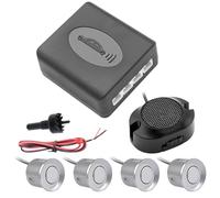 OUVECR Radar De Recul Voiture Kit De Capteurs Stationnement Voiture avec 4 Capteurs, Avertisseur Sonore Recul, Détecteur De Radar De Recul, 22 Mm, 12 V Capteurs Stationnement(Argent)