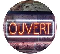 Ouvert Open Shop Bar Club Restaurant Décor Dual Color LED Enseigne Lumineuse Neon Sign Blanc et orange 300 x 210mm st6s32-i3210-wo
