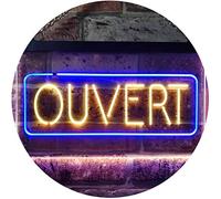 Ouvert Open Shop Bar Club Restaurant Décor Dual Color LED Enseigne Lumineuse Neon Sign Bleu et jaune 600 x 400mm st6s64-i3210-by