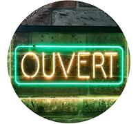Ouvert Open Shop Bar Club Restaurant Décor Dual Color LED Enseigne Lumineuse Neon Sign Vert et jaune 400 x 300mm st6s43-i3210-gy