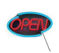 OUVERT pour les enseignes lumineuses au néon pour USB, luminosité réglable, panneau de bienvenue, lettre pour néons, convient pour 25 cm x 45(Bleu)