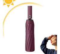 Ouverture et fermeture automatiques du parapluie - 24 baleines Sun U - Parapluie portable pliable coupe-vent - Parapluie de voyage multifonction rétractable coupe-vent - Pluie compacte, Bordeaux