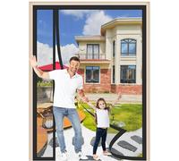 Ouverture Latérale Moustiquaire Porte Magnétique 190x230cm Moustiquaire Baie Vitree Coulissante Magnétique Avec Aimants et Bande Adhesive Sans Percer pour Balcon Chambre Couloirs Portes Noir
