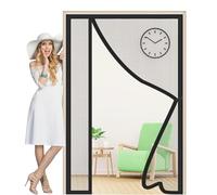 Ouverture Latérale Moustiquaire Porte Magnétique 220x215cm Moustiquaire en maille pour insectes Avec Aimants Puissants Bande Magique Plein Cadre pour Plupart Les Types FenêTres Noir