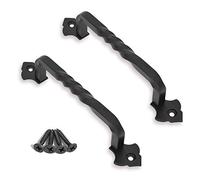 Ouvin Lot de 2 poignées de porte de grange pour porte en bois, pour portail/abris de jardin, noir