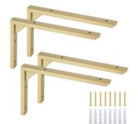 Ouvin Lot de 4 supports d'étagère robustes de 20,3 cm en fer doré pour étagères triangulaires robustes avec vis pour étagère de cuisine (doré)