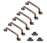 Ouvin Lot de 6 poignées de porte de grange pour porte de jardin en bois (128 mm, cuivre)