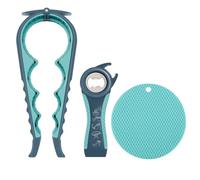 Ouvre-bocal 5 en 1 pour Arthrite et Mains Faibles | Personnes âgées, Tampon antidérapant, Décapsuleur multifonction, Poignée ajustable, Tapis en silicone inclus