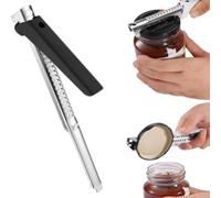 Ouvre-bocal réglable en acier inoxydable - Antidérapant pour l'arthrite et les mains faibles - Ouverture du couvercle de 1 à 10 cm - Ustensile de cuisine ergonomique pour personnes âgées - Noir