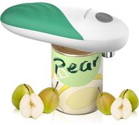 HAUSHOF Ouvre-Boîte Electrique à Bord Lisse One Touch, Ouvre-Bocal Automatique Avec Fonction Démarrage & Arrêt Automatique à Simple Touche, Gadget de Cuisine avec 4 Piles pour les Cuisiniers-Vert