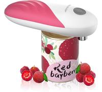 Ouvre-Boîte Electrique à Bord Lisse One Touch HAUSHOF, Ouvre-Bocal Automatique Avec Fonction Démarrage & Arrêt Automatique à Simple Touche, Gadget de Cuisine avec 4 Piles pour les Cuisiniers-Rose