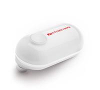 Ouvre-boîte électrique Mini Kitchen Mama à bord lisse : Ouvrez les boîtes d'une simple pression sur le bouton - Ultra-compact, miniature, portable, mains libres (Blanc)