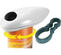 Ouvre-boîte électrique + ouvre-bocal, ouvre-boîte automatique à piles avec aimant pour couvercle, bord lisse, ABS et alliage d'acier, facile à utiliser pour les personnes âgées souffrant d'arthrite