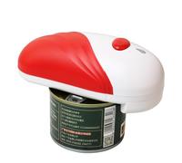 Ouvre-boîte électrique portable à bord lisse - Ouverture automatique - Outil de cuisine mains libres pour personnes âgées - Arthrite - Élimine les douleurs aux mains - Blanc et rouge