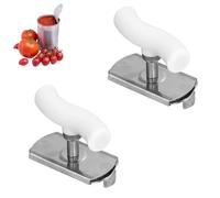 Ouvre-boîte en acier inoxydable, ouvre-bouteille manuel 2 pièces, pince de couvercle de pot avec poignée ergonomique pour personnes âgées avec bord lisse (White)