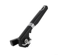 Ouvre-boîte manuel avec coupe latérale et support de couvercle magnétique, design ergonomique à grand bouton pour un fonctionnement fluide, construction en acier inoxydable et ABS (noir)