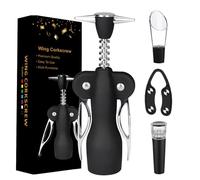 Ouvre-bouchon de vin - Ensemble de tire-bouchon professionnel en acier inoxydable, ouvre-aile manuel, outil de bouteille durable, design compact et portable | Pour la maison, le bar, le restaurant, la