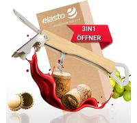 Ouvre-bouteille 3en1 'Ease' multifonctionnel - couteau de sommelier en acier inoxydable & manche en bambou y compris ouvre-bière & tire-bouchon - argenté