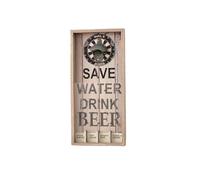 Ouvre-bouteille de bière mural avec attrape-bouchon, ouvre-bouteille en bois vintage avec motif de fléchettes et décor « économiser de l'eau, boire de la bière », décoration murale rustique