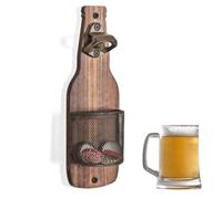 Ouvre-bouteille de bière mural avec attrape-bouchons, ouvre-bouteille en bois rustique, accessoire de bar vintage avec ouvre-bouteilles en métal pour la maison, la cuisine, le bar, l'extérieur