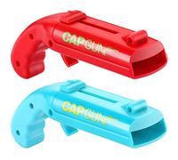 Ouvre-bouteille de pistolet à capuchon, jeux de bière, ouvre-bouteille de tireur de lanceur drôle pour barbecue en plein air, jeu créatif, cadeau amusant (Bleu et rouge en 1 pack)