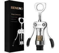 Ouvre-bouteille de vin, tire-bouchon à ailes de qualité supérieure en alliage de zinc avec ouvre-bouteille multifonctionnel-argent