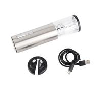 Ouvre-bouteille électrique, tire-bouchon Rechargeable USB avec lumière LED et -feuille pour bouteilles de vin, acier inoxydable argent 389g