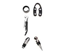 Ouvre-bouteille en acier inoxydable avec bouchon tire-bouchon, verseur coupe-feuille for usage domestique, coffret cadeau d'accessoires for le vin de luxe, 3/5 pièces(5pcs-1set)