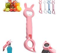 Ouvre-bouteille et bocal multifonctions 4-en-1,ouvre-bouteille lapin (Rose,A)