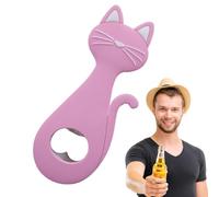 Ouvre-bouteille magnétique, ouvre-bière à dos magnétique en forme de chat mignon - Fournitures de cuisine créatives en acier inoxydable enveloppées dans un emballage souple pour hôtel, bar, cabine, KT