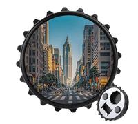 Ouvre-bouteille magnétique Tall Buildings in The City - Outil de cuisine peu encombrant - Ouvre-bière amusant et aimant de réfrigérateur pour camping, voyage, camping - Style noir