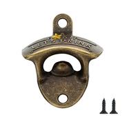 Ouvre-Bouteille Mural,1 pcs Decapsuleur Mural Biere avec Vis Décapsuleur à Bière Décapsuleur Ouvre Biere Murale en Metal,pour Bars, Restaurants, Cafés, Cuisines,Bronze