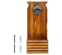 Ouvre Bouteille, Mural ou Sur Pied, Décapsuleur en Bois avec Cap Catcher, Decapsuleur Mural Biere pour Bar Exterieur Jardin Cuisine, Cadeau Homme Anniversaire, 12x7,4x30cm