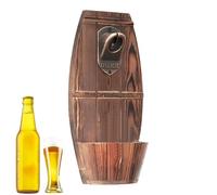 Ouvre-bouteille mural rétro - Ouvre-bière en bois et métal avec récipient de collecte | Porte-bouchon de bouteille Design de bière-ouvre-bouteille mural créatif, 30x16x8.5 Cm, accessoires de B