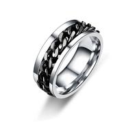 Ouvre-Bouteille Pour Homme Chaîne Rotative Porte-Bonheur Mode Anneau En Acier Inoxydable Le Noir S